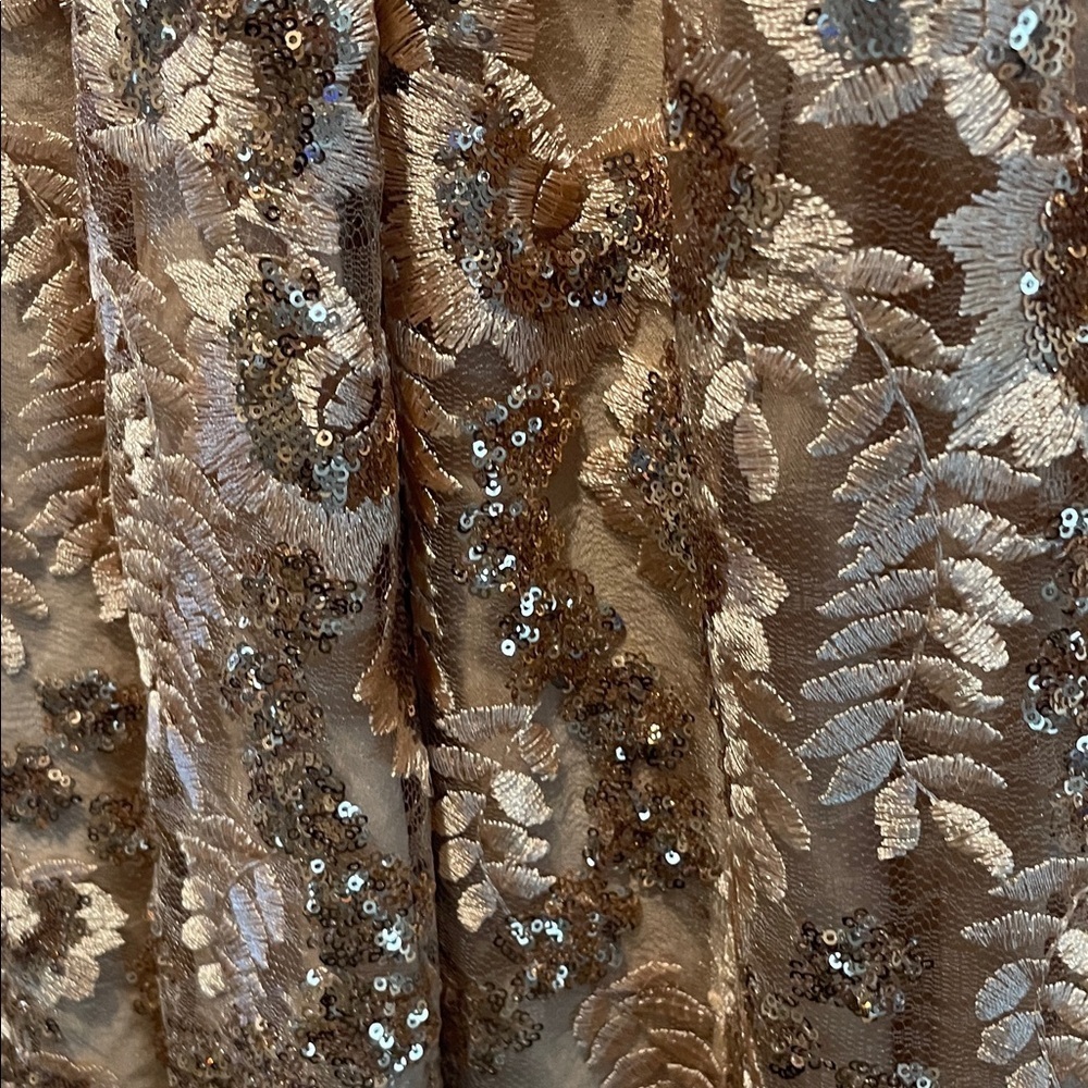 Torrid NWT Gold Embroidered Sequin Formal Dress Beige Floral Midi Dress - Picture 15 of 15